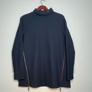 BEAN SIGNATURE Waffle Knit Mock Turtleneck Women's Sweater Navy Blue Size Medium